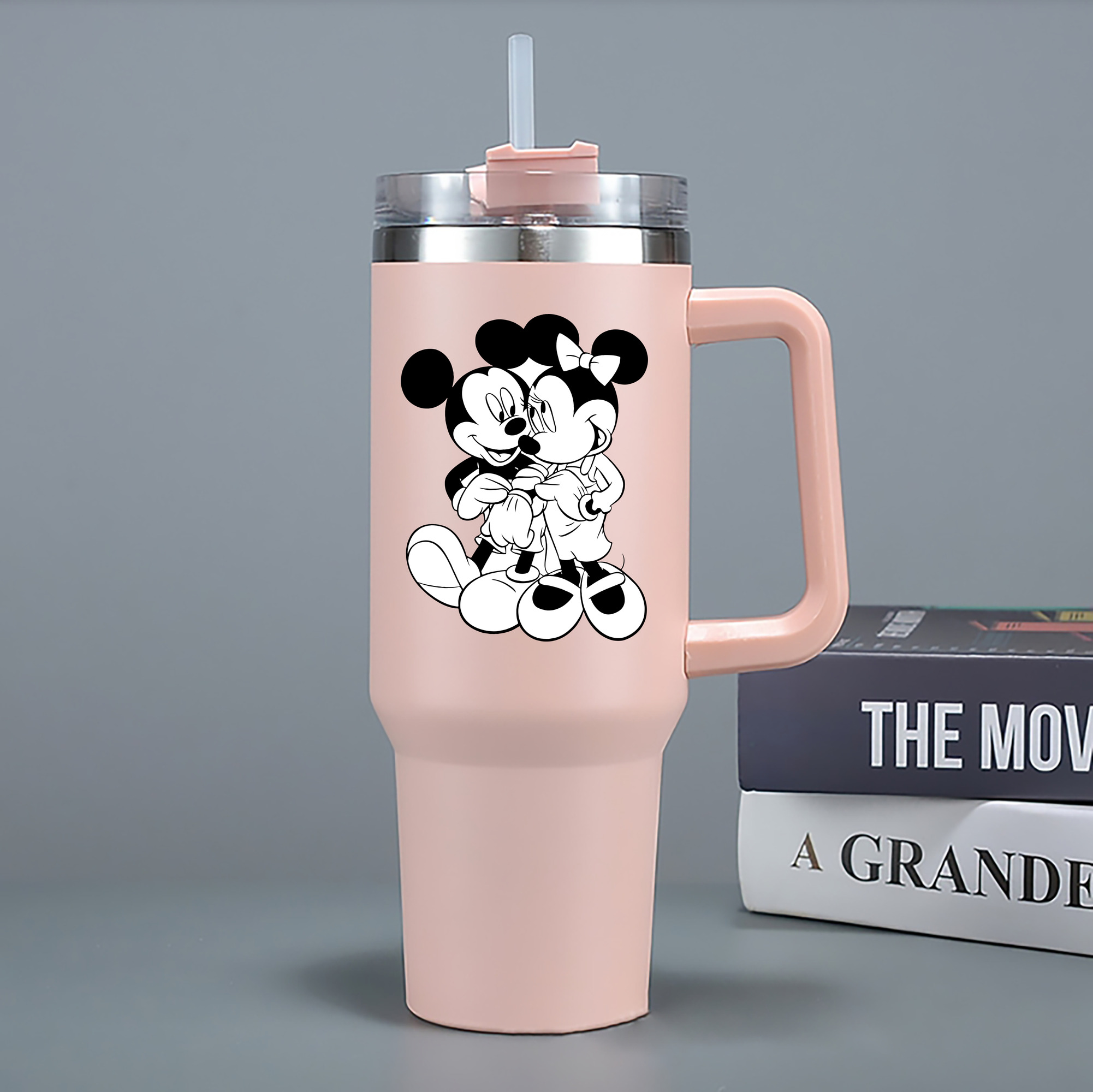 （画像用） ミッキーマウス Mickey Mouse 1200mL車用タンブラー - クリスタルステッカー（プラスチックストロー付き）